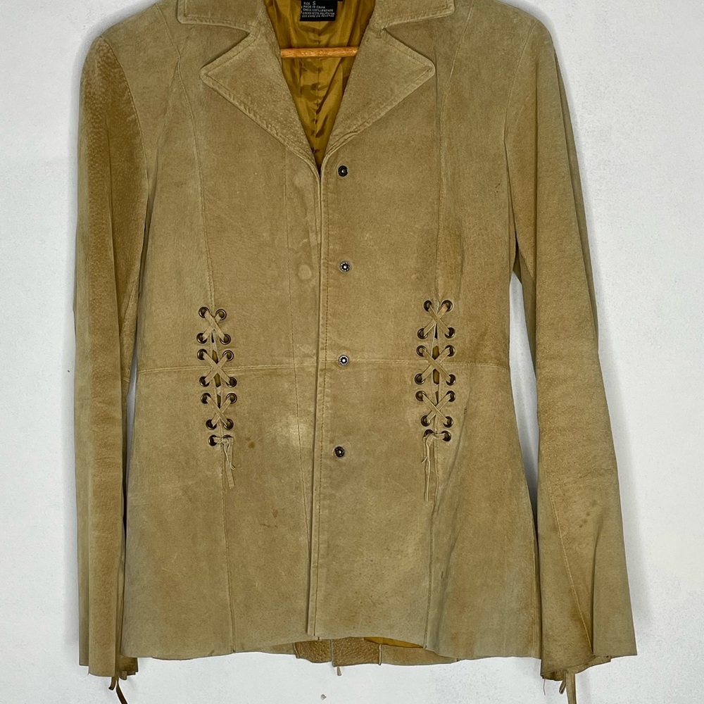 Vintage y2k Wet Seal Tan Leather Jacket